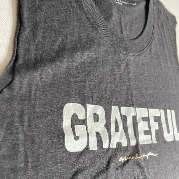 Spiritual Gangster “GRATEFUL” Crop Tank  | Gray| Large | NWT - Picture 4 of 8